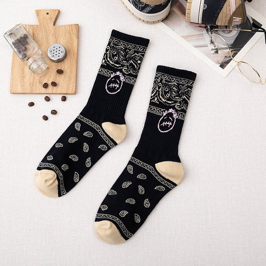 Paisley Black | Travis Scott Crew Socks
