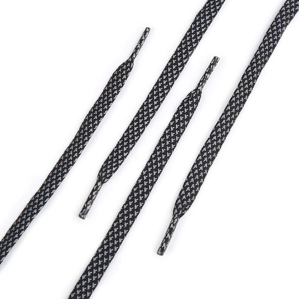 Charcoal Black | Flat Reflective Laces
