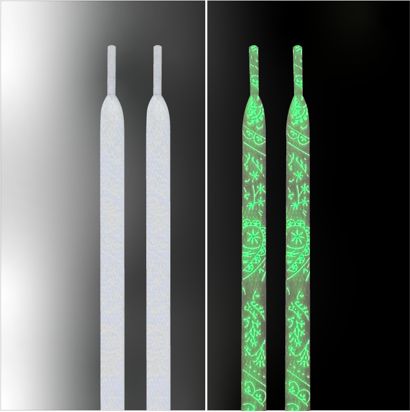 White | Paisley Glow in the Dark Laces