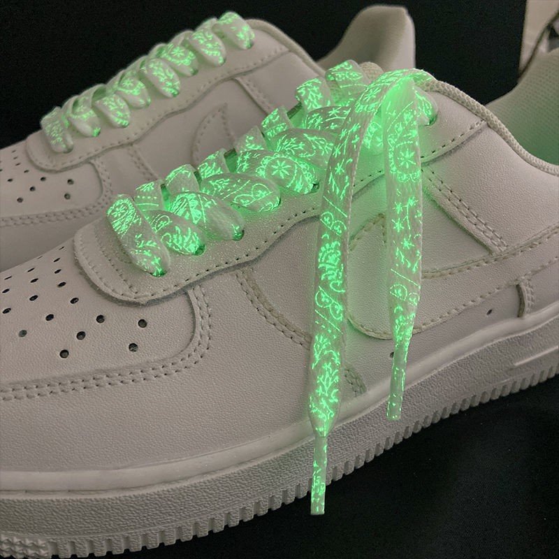 White | Paisley Glow in the Dark Laces