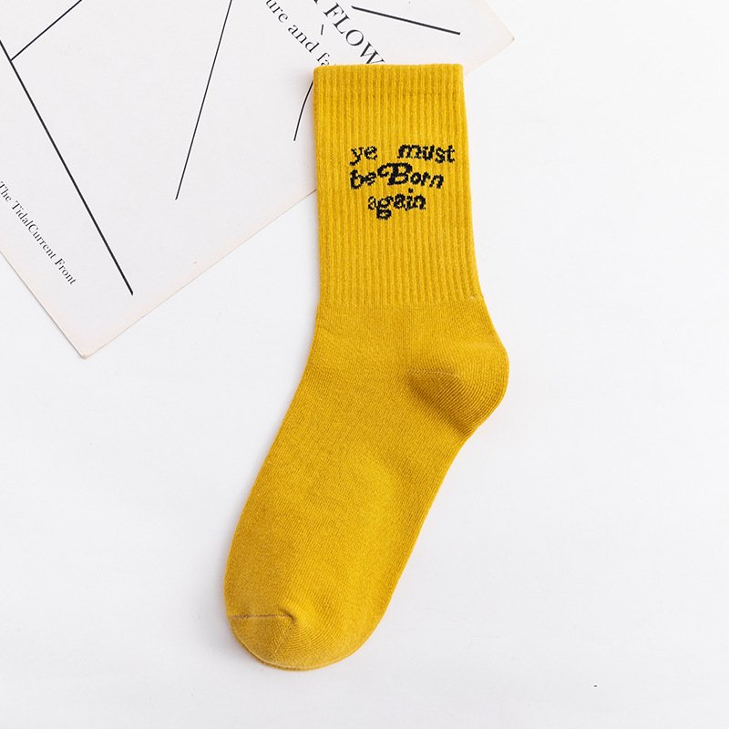 Yellow | Ye Must Be Born Again Crew Socks