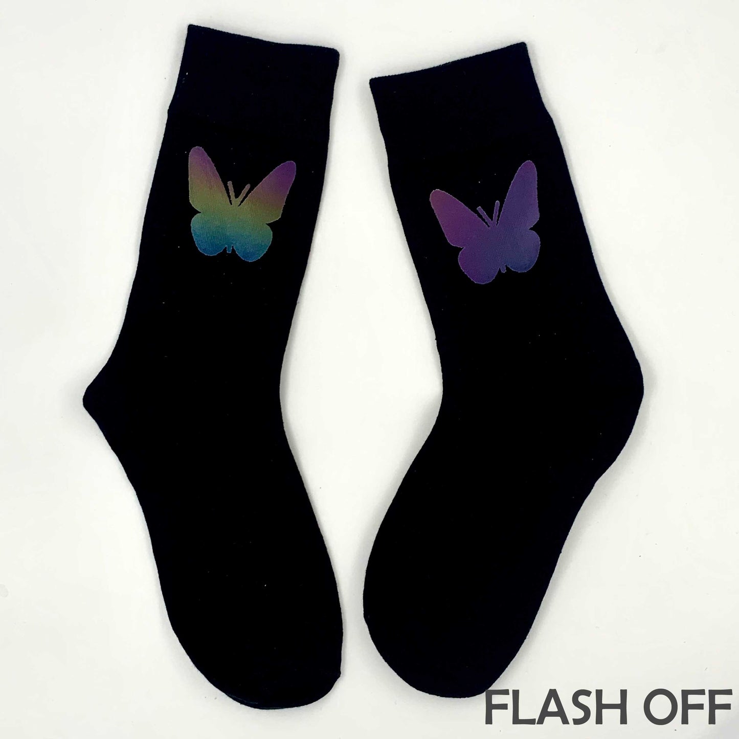 Reflective Butterfly Crew Socks