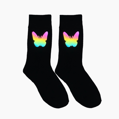 Reflective Butterfly Crew Socks